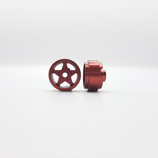 Staffs Slot Cars UK STAFFS16 Staffs Slot 5 Spoke Red Alloy Wheels 15.8 x 8.5mm