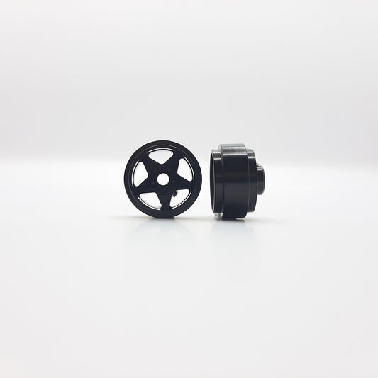 Staffs Slot Cars UK STAFFS13 Staffs Slot 5 Spoke Black Alloy Wheels 15.8 x 8.5mm