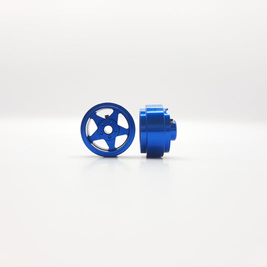 Staffs Slot Cars UK STAFFS15 Staffs Slot 5 Spoke Blue Alloy Wheels 15.8 x 8.5mm