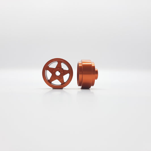 Staffs Slot Cars UK STAFFS129 5 Spoke Orange 15.8 x 8.5mm Alloy Wheel